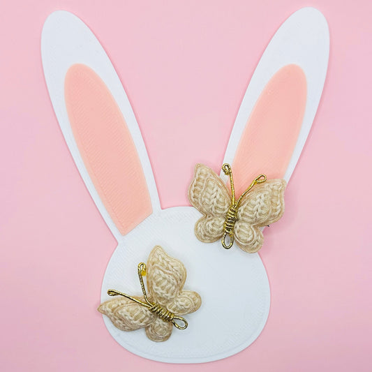 Crochet Butterfly Clips - Beige Set of 2 - Twisty Locks  - Kids and Women Hair Accessories, Fashion Clothing and Jewellery India