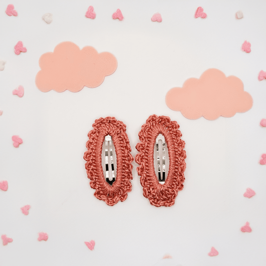 Crochet Tic Tac Pins - Carrot Red Set of 2 - Twisty Locks  - Kids and Women Hair Accessories, Fashion Clothing and Jewellery India