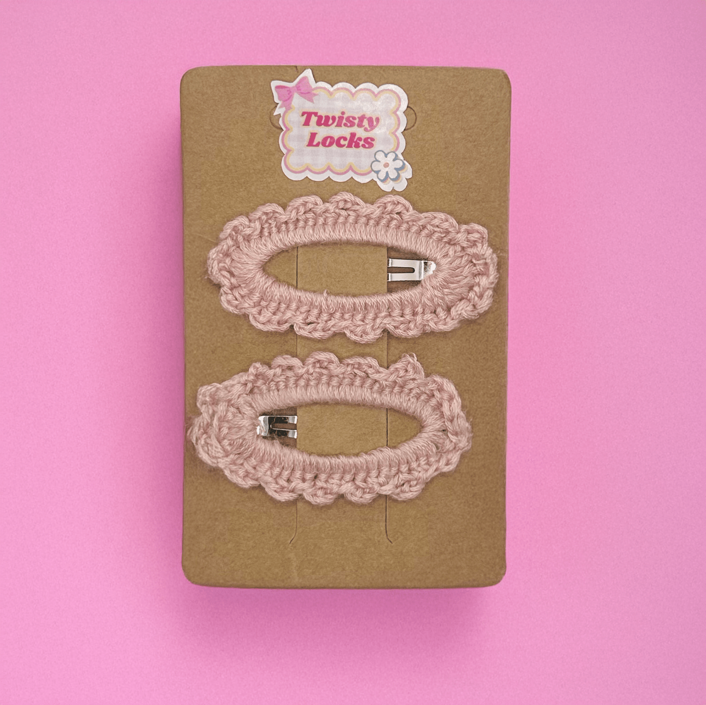 Crochet Tic Tac Pins - Pink Set of 2 - Twisty Locks  - Kids and Women Hair Accessories, Fashion Clothing and Jewellery India
