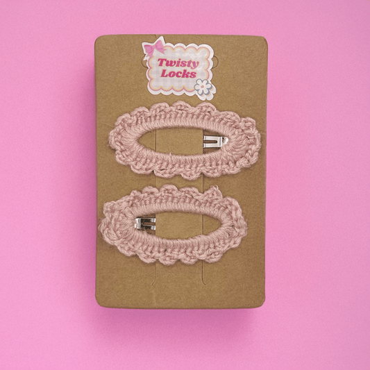 Crochet Tic Tac Pins - Pink Set of 2 - Twisty Locks  - Kids and Women Hair Accessories, Fashion Clothing and Jewellery India