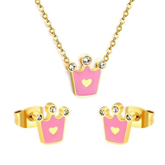 Crown 18K Gold Plated Children's Jewellery Set - Twisty Locks  - Kids Hair Accessories India