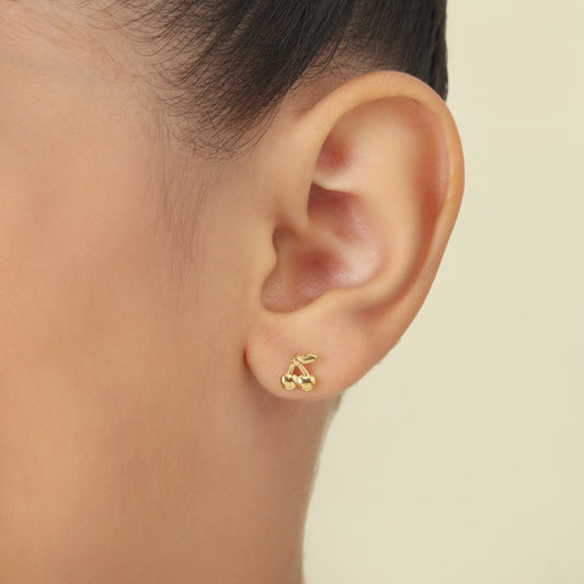 Cute Cherry 18K Gold Plated Children's Earrings - Twisty Locks  - Kids and Women Hair Accessories, Fashion Clothing and Jewellery India