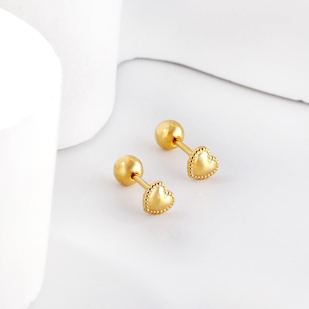 Cute Hearts 18K Gold Plated Children's Earrings - Twisty Locks  - Kids and Women Hair Accessories, Fashion Clothing and Jewellery India