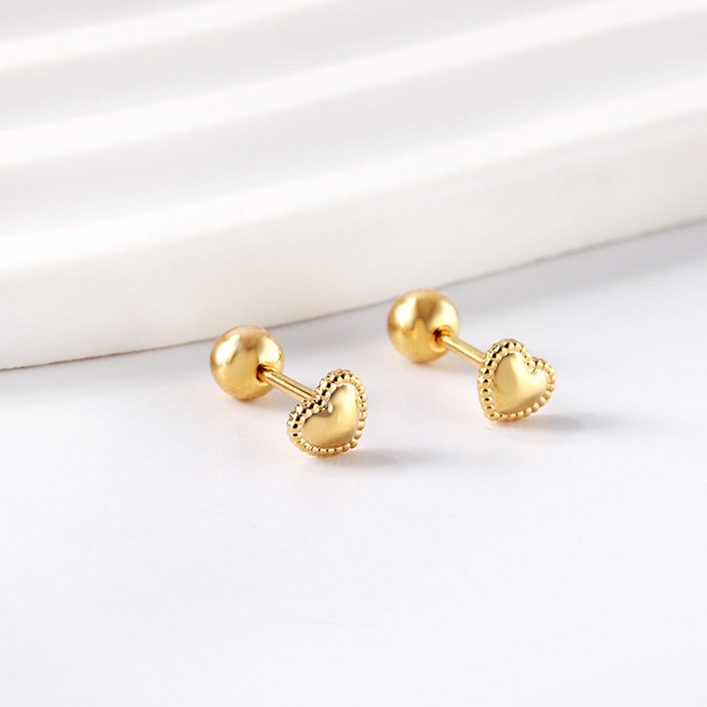 Cute Hearts 18K Gold Plated Children's Earrings - Twisty Locks  - Kids and Women Hair Accessories, Fashion Clothing and Jewellery India