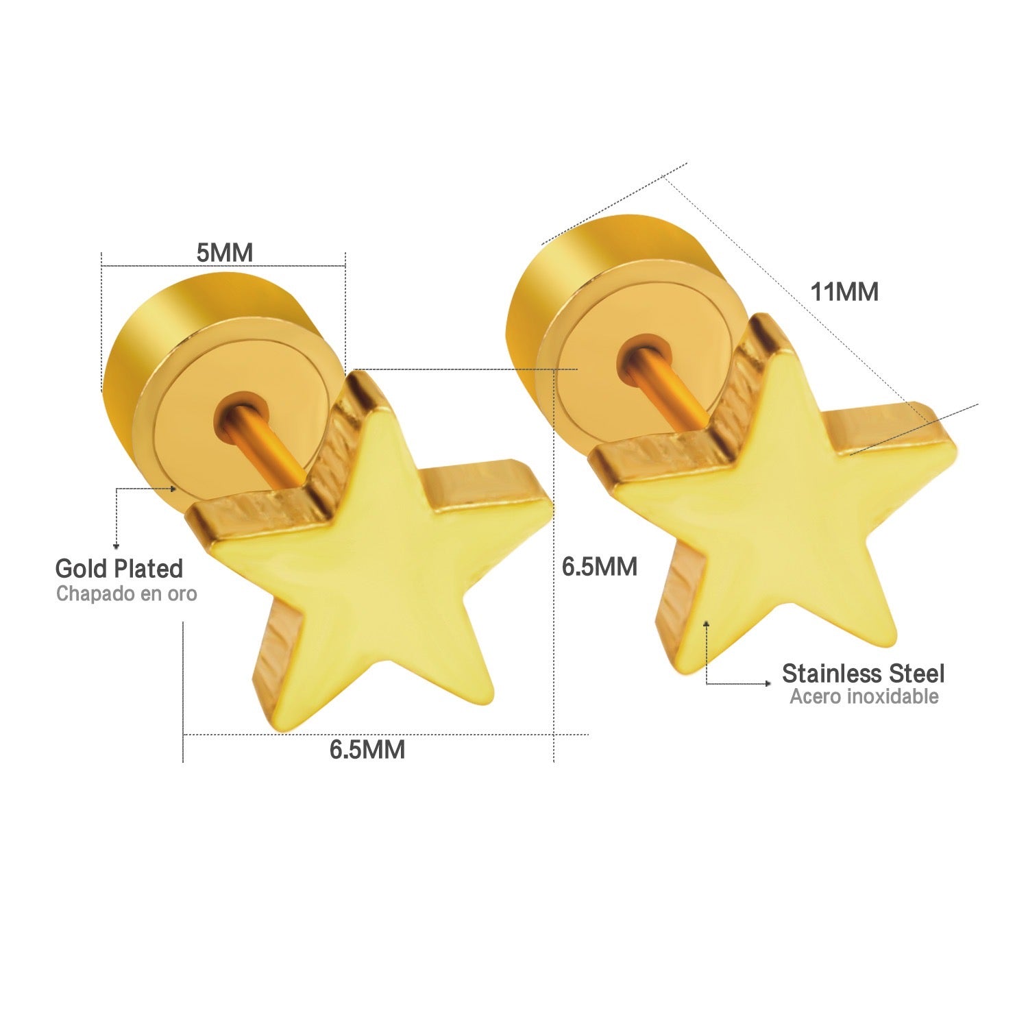 Cute Star 18K Gold Plated Children's Earrings - Twisty Locks  - Kids and Women Hair Accessories, Fashion Clothing and Jewellery India