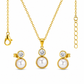 Pearl & CZ Drop 18K Gold-Plated Jewellery Set (3 Pcs)