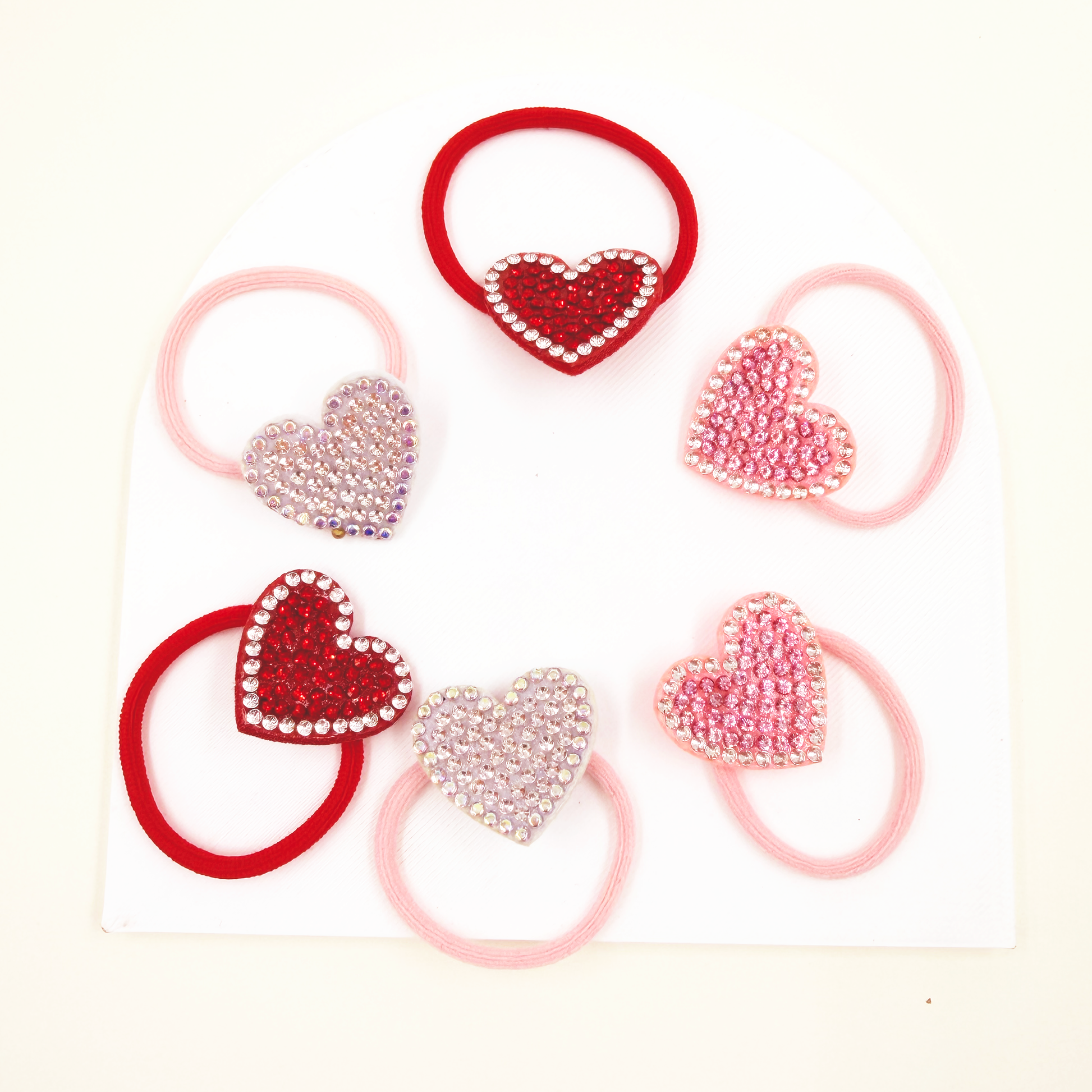 Dazzling Heart Hair Ties Set of 6 - Twisty Locks  - Kids and Women Hair Accessories, Fashion Clothing and Jewellery India