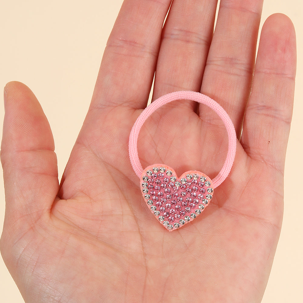 Dazzling Heart Hair Ties Set of 6 - Twisty Locks  - Kids and Women Hair Accessories, Fashion Clothing and Jewellery India