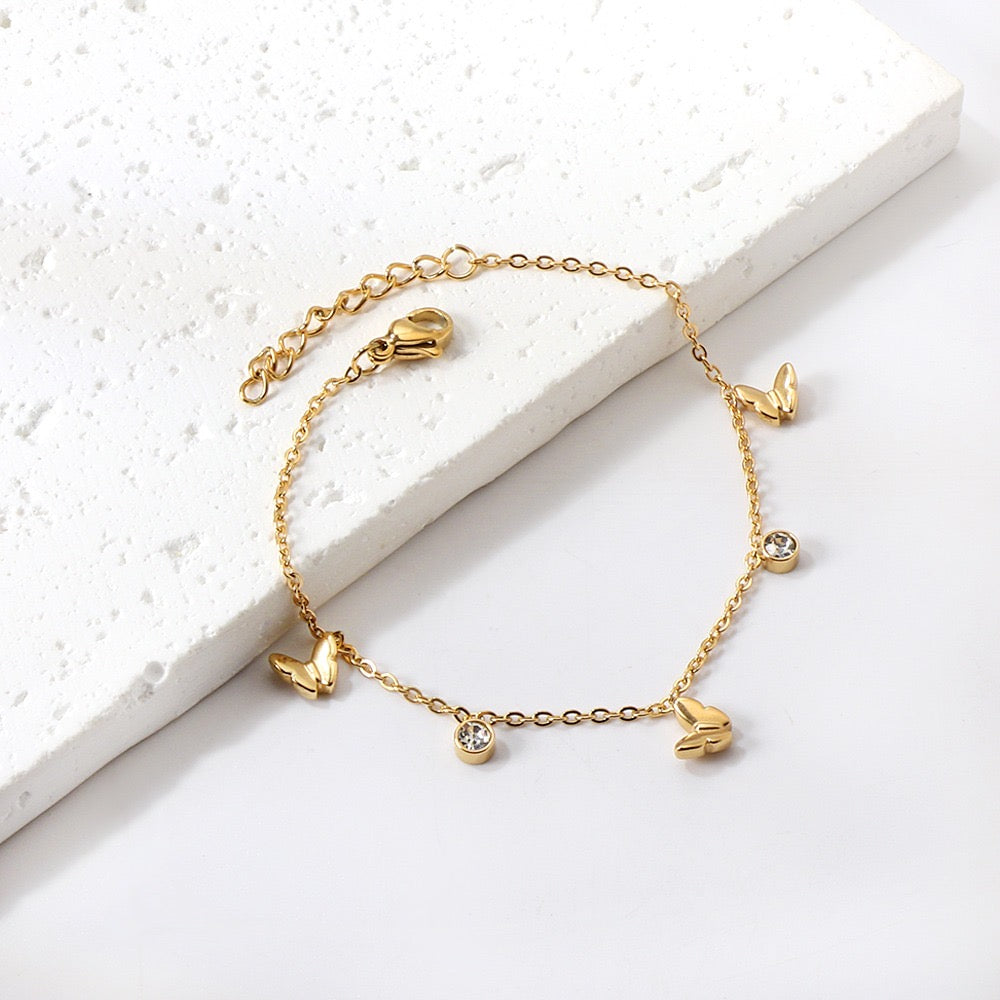 Diamond Butterfly 18K Gold Plated Children's Bracelet - Twisty Locks  - Kids and Women Hair Accessories, Fashion Clothing and Jewellery India