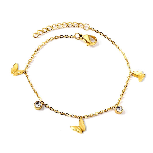 Diamond Butterfly 18K Gold Plated Children's Bracelet - Twisty Locks  - Kids and Women Hair Accessories, Fashion Clothing and Jewellery India