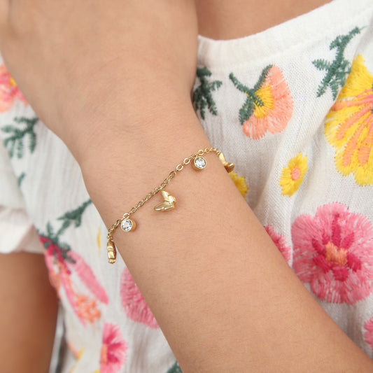 Diamond Butterfly 18K Gold Plated Children's Bracelet - Twisty Locks  - Kids and Women Hair Accessories, Fashion Clothing and Jewellery India