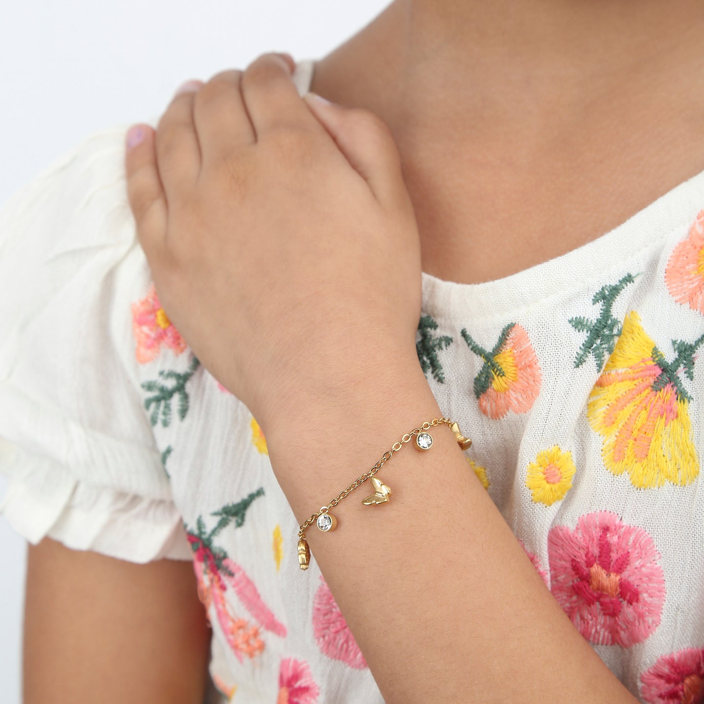 Diamond Butterfly 18K Gold Plated Children's Bracelet - Twisty Locks  - Kids and Women Hair Accessories, Fashion Clothing and Jewellery India