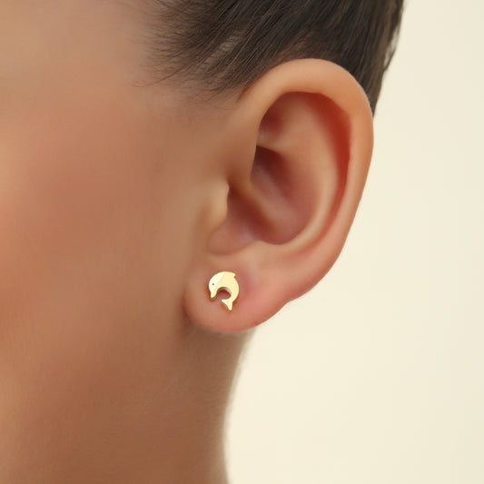 Dolphins 18K Gold Plated Children's Earrings - Twisty Locks  - Kids and Women Hair Accessories, Fashion Clothing and Jewellery India