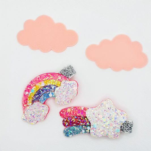 Dreamy Rainbow & Star Clips - Set of 2 - Twisty Locks  - Kids and Women Hair Accessories, Fashion Clothing and Jewellery India