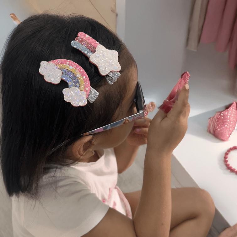 Dreamy Rainbow & Star Clips - Set of 2 - Twisty Locks  - Kids and Women Hair Accessories, Fashion Clothing and Jewellery India