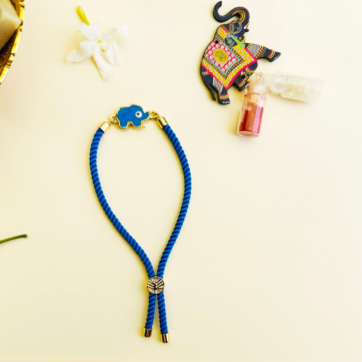 Elephant Evil Eye Rakhi Combo with Roli & Chawal - Multi - Twisty Locks  - Kids Hair Accessories India