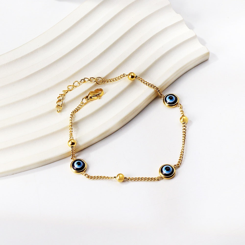 Evil Eye 18K Gold Plated Children's Bracelet - Twisty Locks  - Kids and Women Hair Accessories, Fashion Clothing and Jewellery India