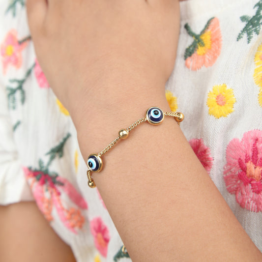 Evil Eye 18K Gold Plated Children's Bracelet - Twisty Locks  - Kids and Women Hair Accessories, Fashion Clothing and Jewellery India