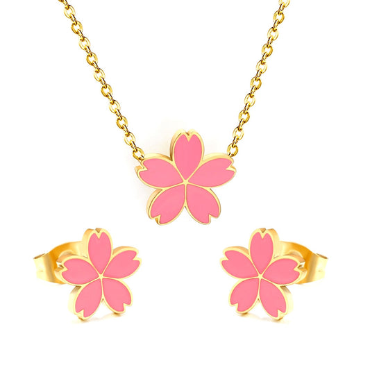 Floral 18K Gold Plated Children's Jewellery Set - Twisty Locks  - Kids Hair Accessories India