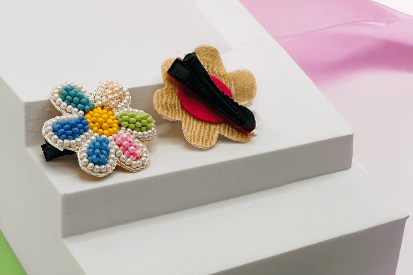 Floral Embroidered Hair Clip - Twisty Locks  - Kids Hair Accessories India