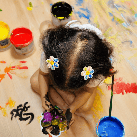 Floral Embroidered Hair Clip - Twisty Locks  - Kids Hair Accessories India