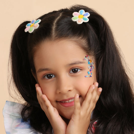 Floral Embroidered Hair Clip - Twisty Locks  - Kids Hair Accessories India