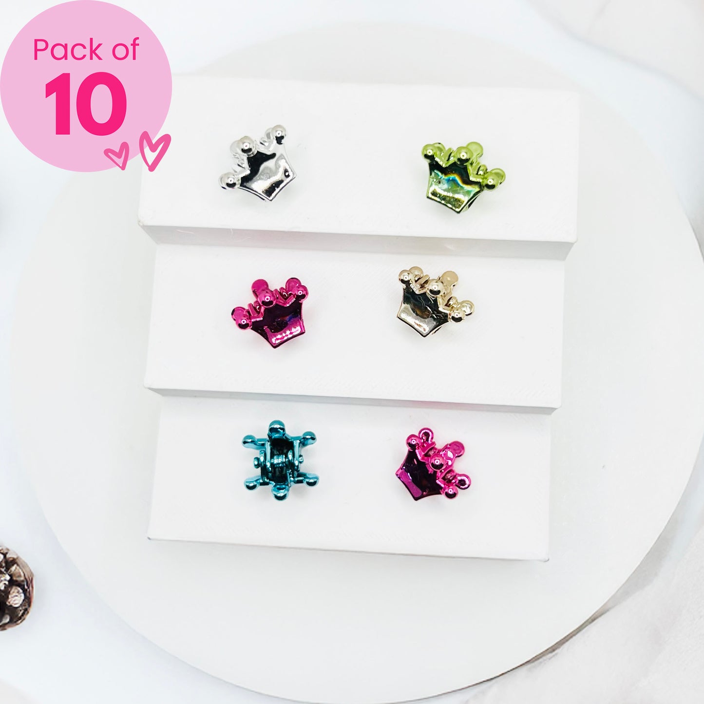 Crown Mini Claw Clips - Set of 10