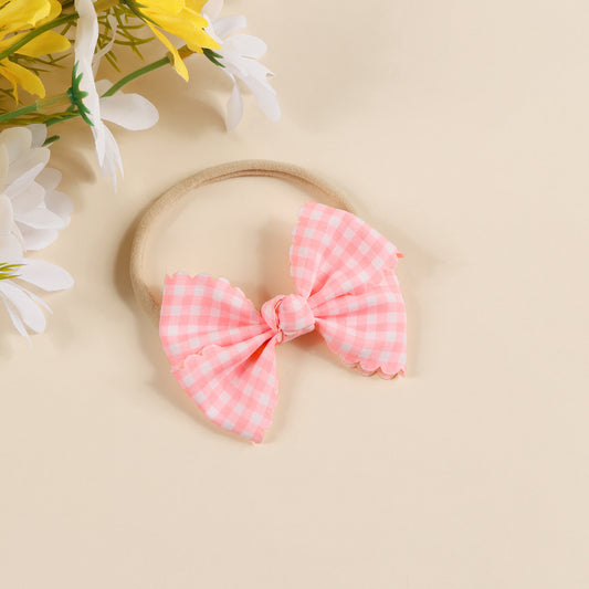 Gingham Bow Baby Pink Headband – Soft & Sweet - Twisty Locks  - Kids and Women Hair Accessories, Fashion Clothing and Jewellery India
