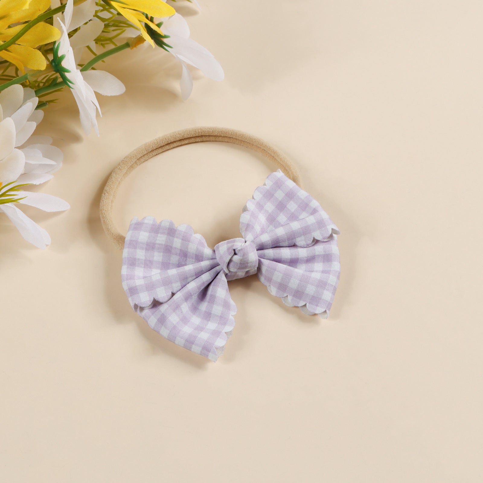 Gingham Bow Baby Pink Headband – Soft & Sweet - Twisty Locks  - Kids and Women Hair Accessories, Fashion Clothing and Jewellery India