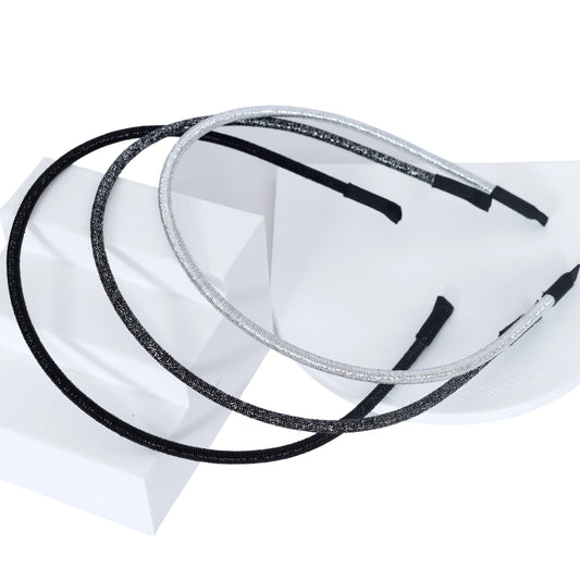 Glam Metallic Hairband Set – Black-Grey-Silver – Set of 3 - Twisty Locks  - Kids Hair Accessories India