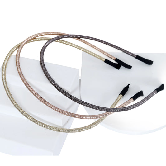 Glam Metallic Hairband Set – Bronze-Gold-Copper – Set of 3 - Twisty Locks  - Kids Hair Accessories India