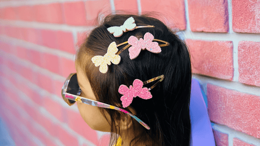 Glitter Butterfly Tic Tac Snap Pins - Set of 4 - Twisty Locks  - Kids Hair Accessories India