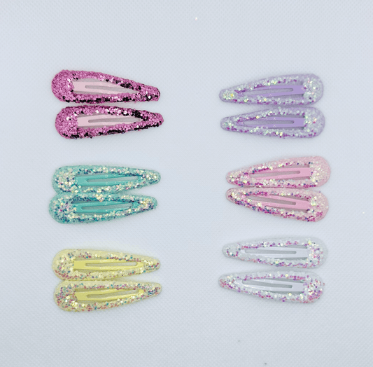 Glittery Tic Tac Snap Pins - Set of 12 - Twisty Locks  - Kids Hair Accessories India