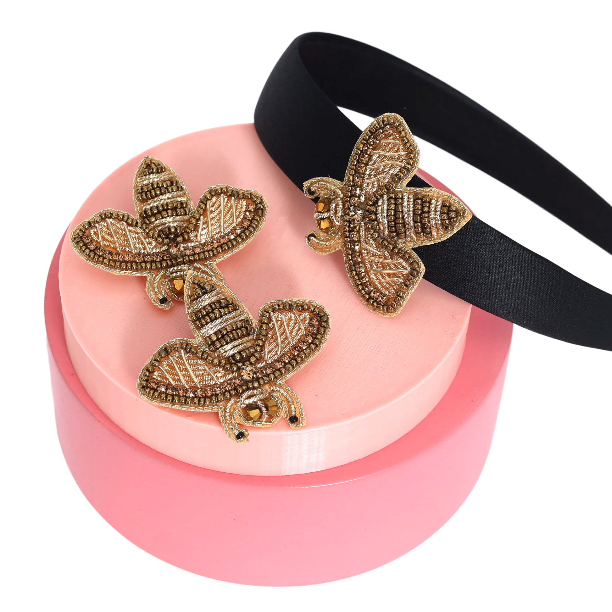 Gold Bee Black Hairband - Twisty Locks  - Kids Hair Accessories India