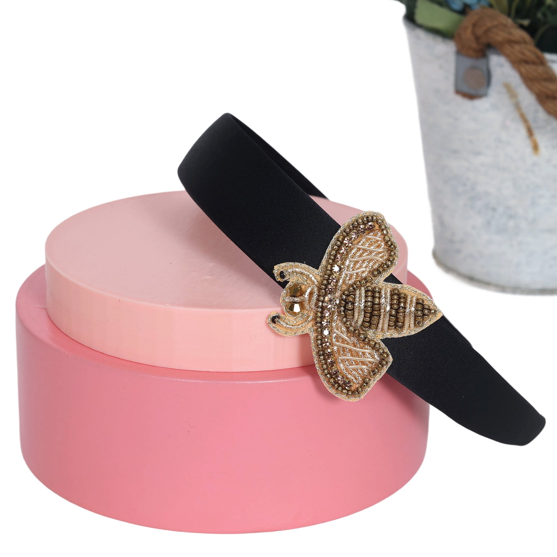 Gold Bee Black Hairband - Twisty Locks  - Kids Hair Accessories India