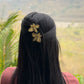 Gold Bee Embroidered Hair Clips Set - Twisty Locks  - Kids Hair Accessories India