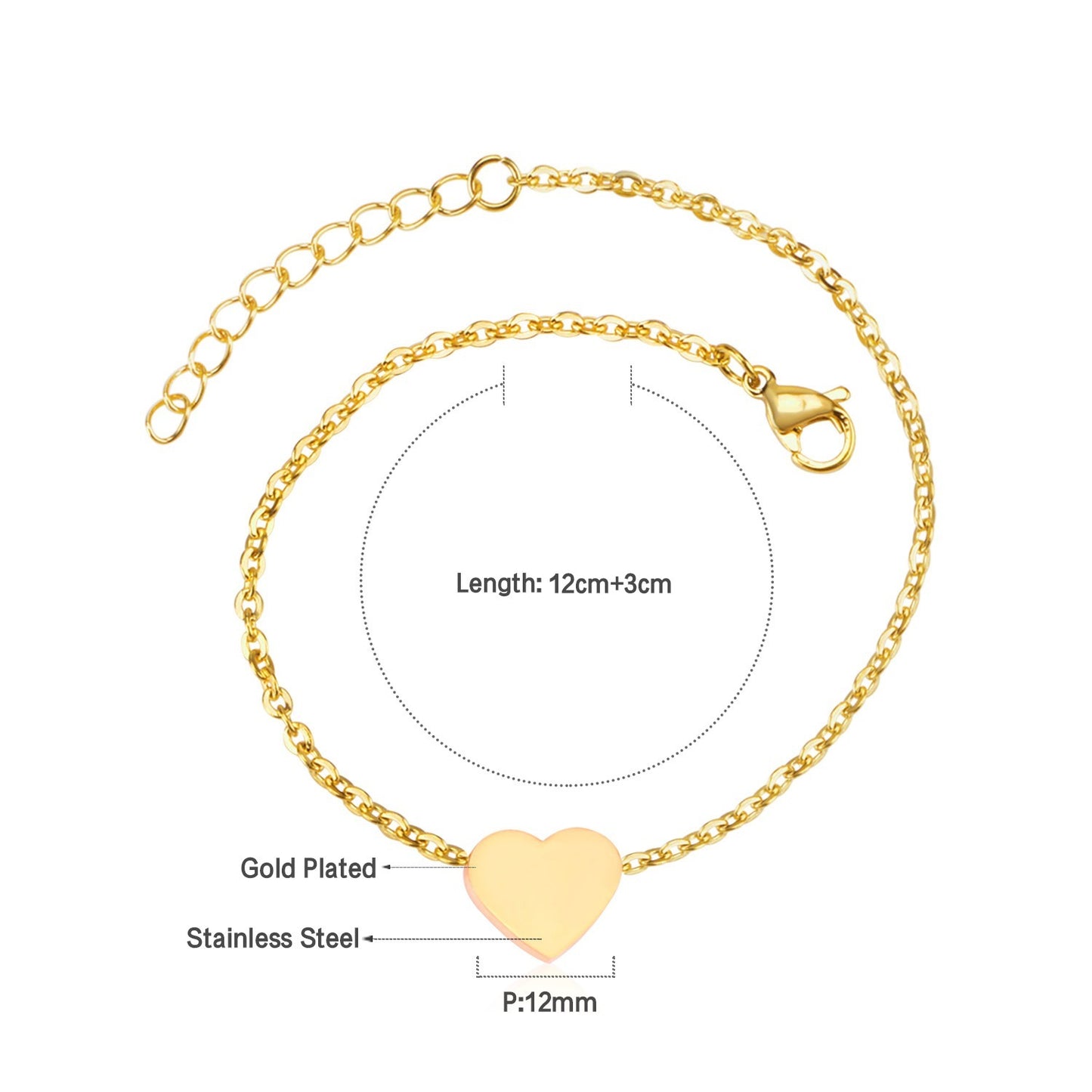 Gold Heart 18K Gold Plated Children's Bracelet - Twisty Locks  - Kids and Women Hair Accessories, Fashion Clothing and Jewellery India