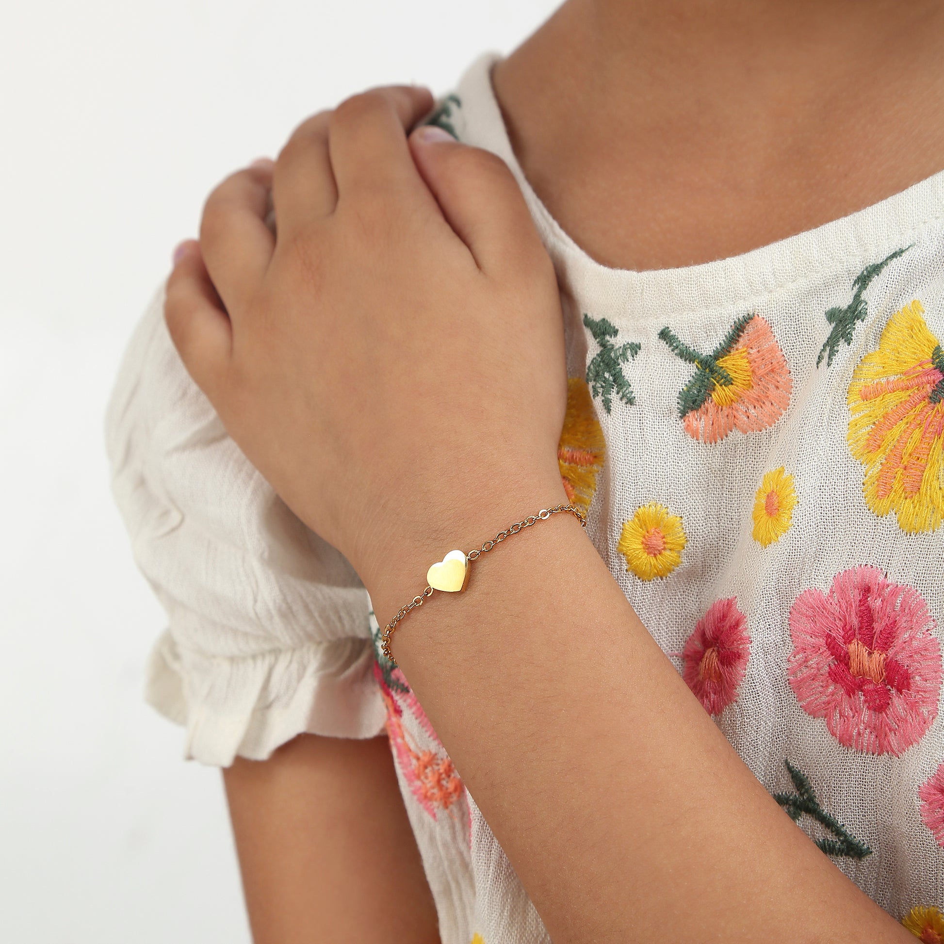 Gold Heart 18K Gold Plated Children's Bracelet - Twisty Locks  - Kids and Women Hair Accessories, Fashion Clothing and Jewellery India