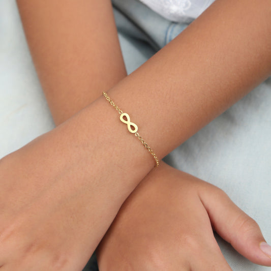 Gold Infinity bracelet packaging – gift-ready kids jewellery by Twisty Locks