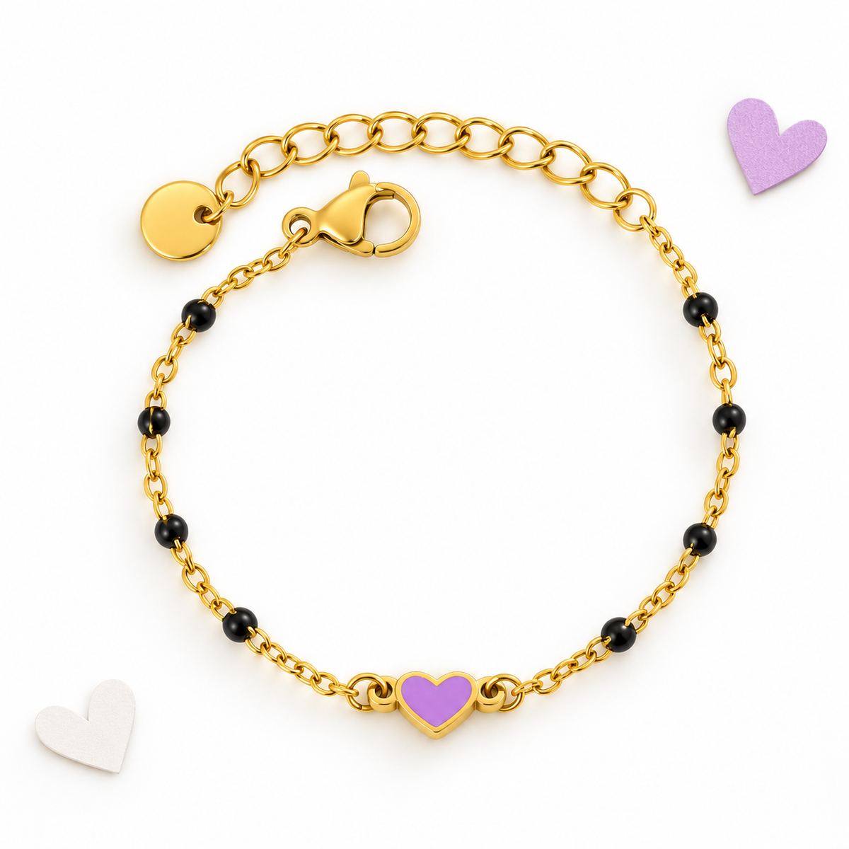 Lavender Heart Nazariya 18K Gold Plated Children's Bracelet