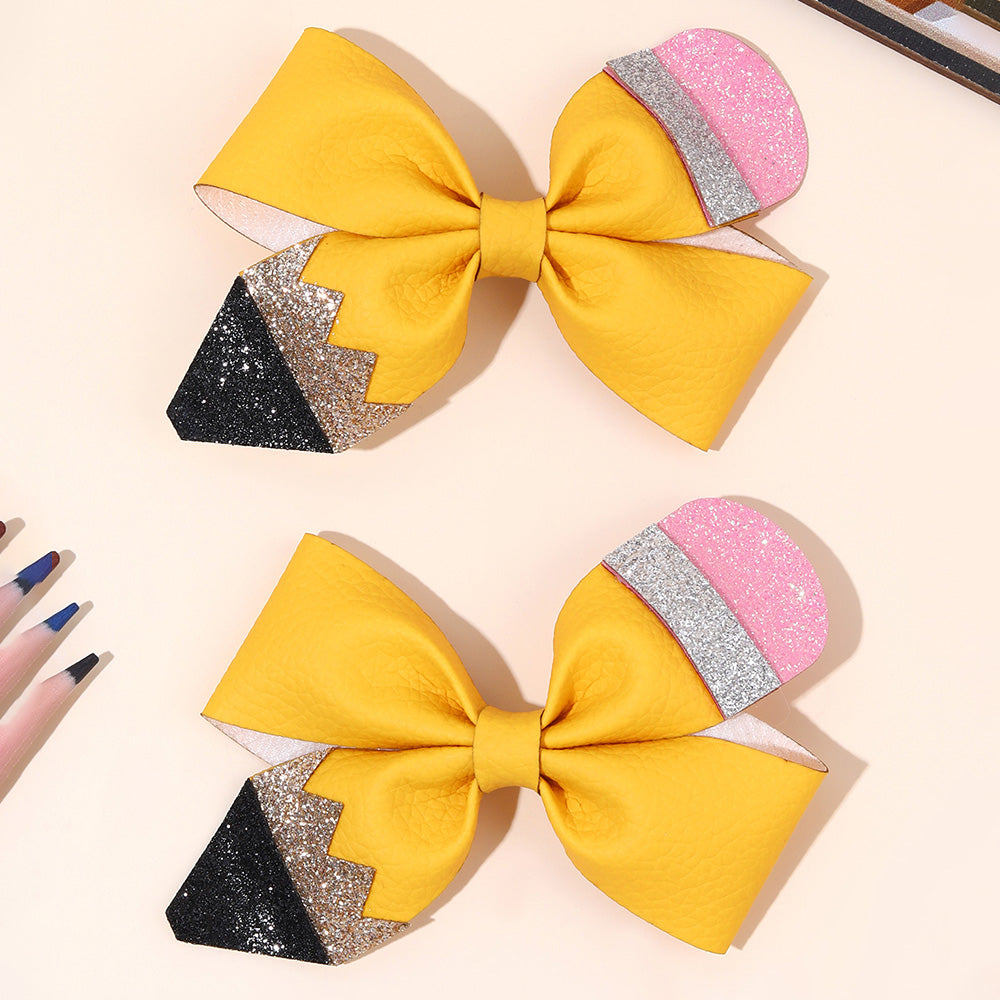 Leather Pencil Hair Clips Set of 2