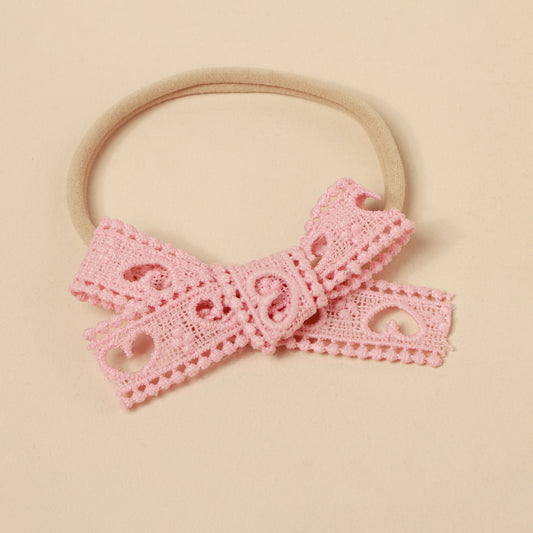 Heart Lace Baby Headband Beige - Twisty Locks  - Kids and Women Hair Accessories, Fashion Clothing and Jewellery India