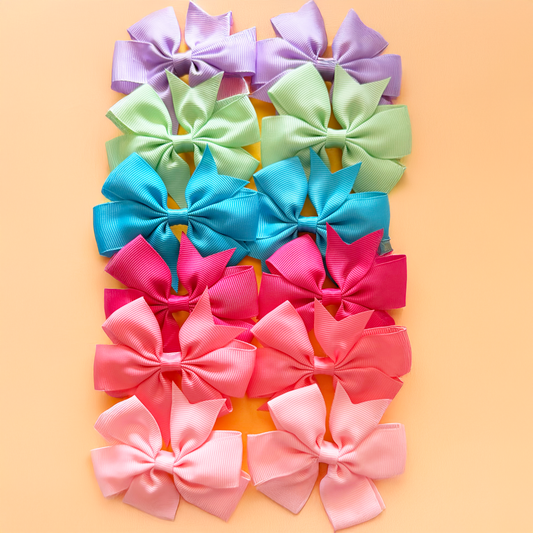 Colourful Fabric Bows Set of 12 - Twisty Locks  - Kids and Women Hair Accessories, Fashion Clothing and Jewellery India