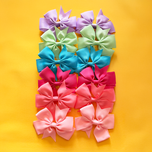 Colourful Fabric Bows Set of 12 - Twisty Locks  - Kids and Women Hair Accessories, Fashion Clothing and Jewellery India