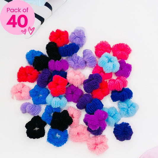 40pcs Plush Dark Hair Ties (With Pouch)
