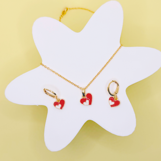Red Hearts 3 Pc Jewellery Set
