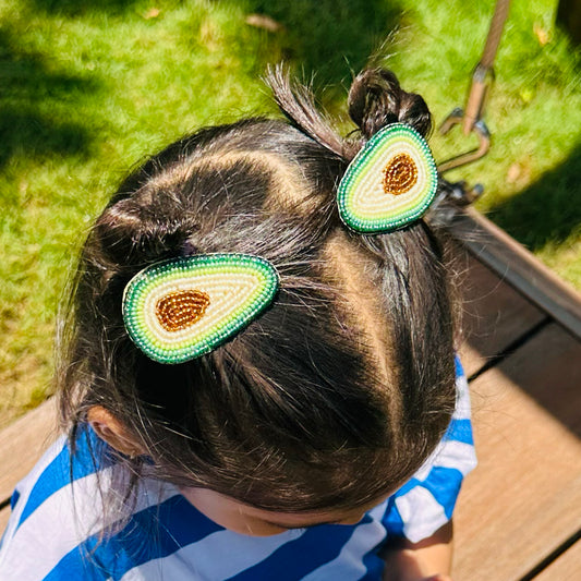 Avacado Embroidered Hair Clips Set