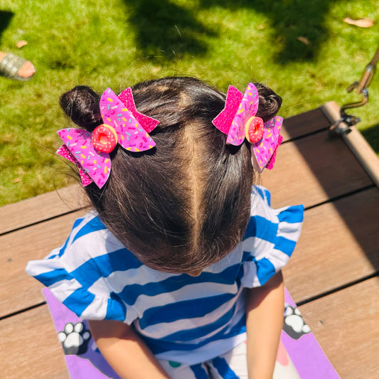 Donut Bow Hair Clips - Set of 2