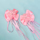 Pink Ribbon & Pearl Tail Flower Bows - Set of 2
