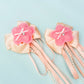 Peach Ribbon & Pearl Tail Flower Bows - Set of 2